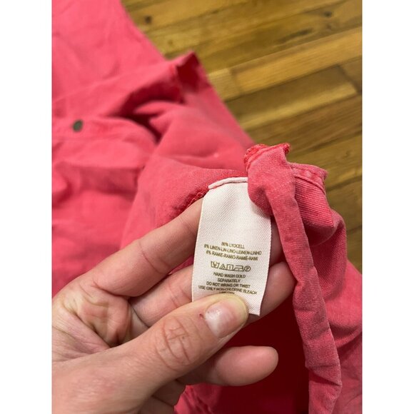 Free People Women's Maxi Dress Pink Button Front Spaghetti Strap Ruffle Large - Picture 3 of 5